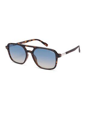 Retro Aviator Sunglasses, Unisex, Tortoise Frame/Blue Grading Lens